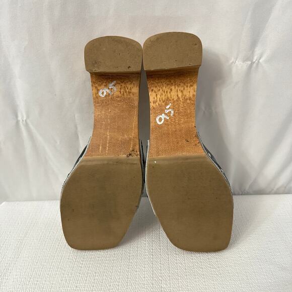 Dr Scholls Sandals Womens 8 M Black Leather Wooden Exercise Clog Slide Brazil - Picture 11 of 11